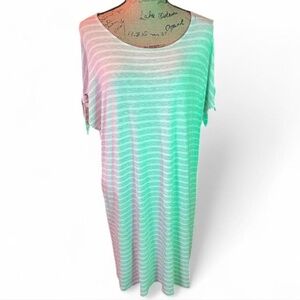 Calvin Klein Gray and White striped dress size large